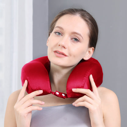 Silk U-shape Pillow Solid Color Neck Pillow