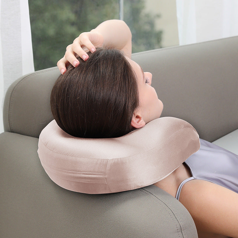 Silk U-shape Pillow Solid Color Neck Pillow