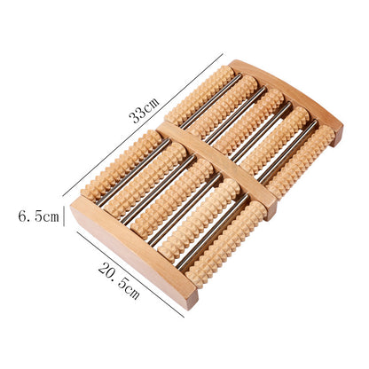 Wood Six Row Large Roller Foot Acupoint Hand Massage Foot Massager